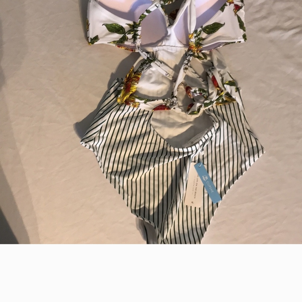 Floral and Striped Swimsuit - Picture 9 of 11